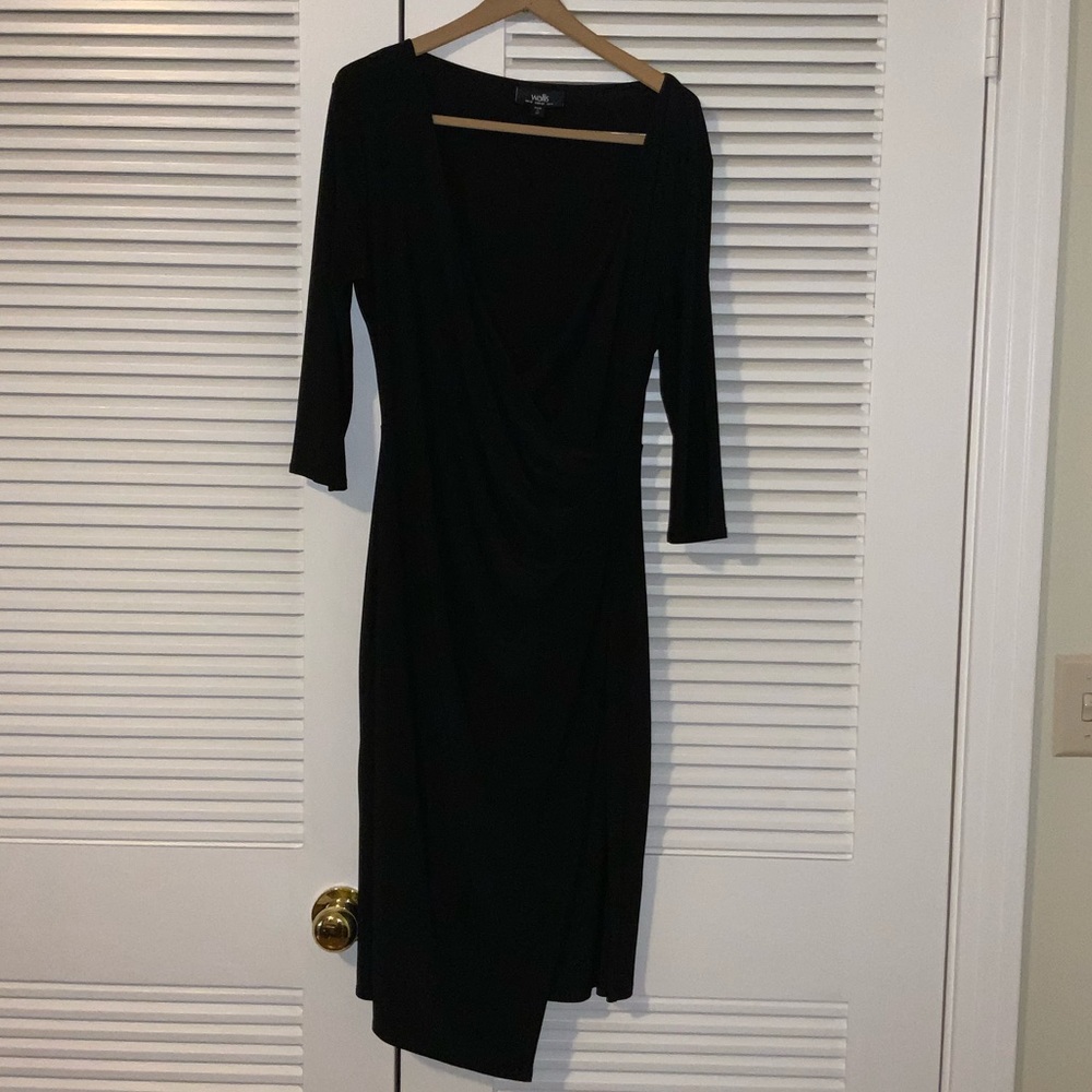 Wallis Black Faux Wrap Dress, Size 8